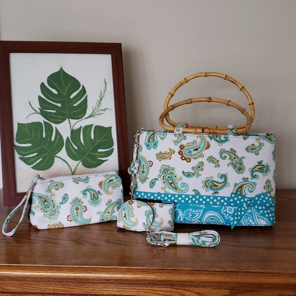 3 Piece Convertible Bag w/ Bamboo Handles NWOT